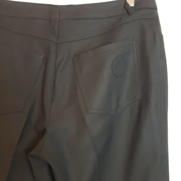 Akris Punto Cuffed Pants Black Twill Flat Front Straight Ankle Length 12 FR44